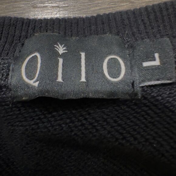 Qilo NYC Graphic Crewneck Sweatshirt Black Cotton Long Sleeve Size L Urban - Picture 3 of 9